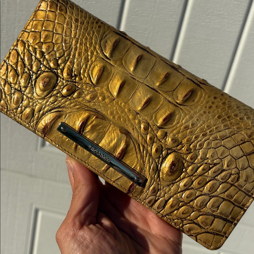 Brahmin ADY wallet chai Gold CROC Embossed leather Melbourne leather Wallet - Picture 3 of 17
